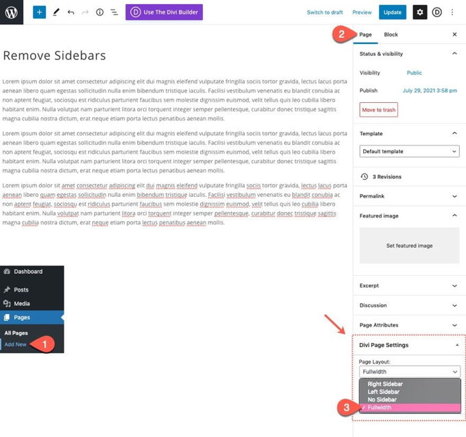 Hoe zijbalk in WordPress verwijderen Divi per pagina Hoe zijbalk in WordPress verwijderen Divi per pagina