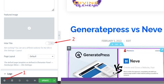 Pagina titel met verbergen Elementor Pagina titel verbergen met Elementor