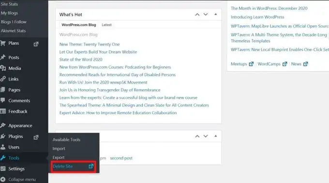 Een WordPress.com-site verwijderen Een WordPress.com-site verwijderen